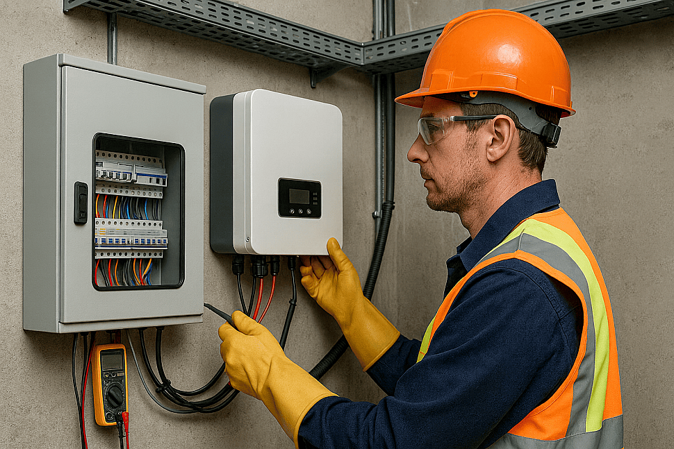 Базовая схема присоединения сетевого/гибридного инвертора