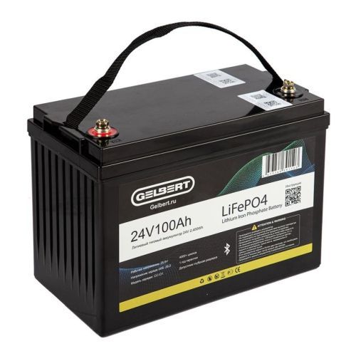 Литиевый тяговый аккумулятор Gelbert LiFePO4 (24V/100Ah/120А/2,400Wh) Bluetooth