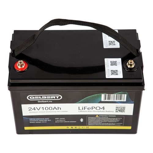 Литиевый тяговый аккумулятор Gelbert LiFePO4 (24V/100Ah/120А/2,400Wh) Bluetooth