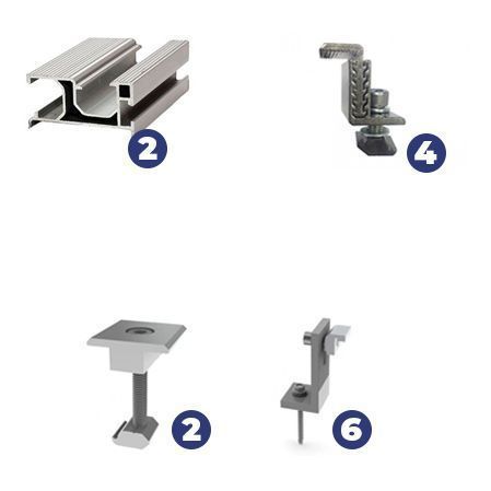 Комплект крепления на 2 панели для наклонной крыши