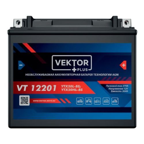 Аккумулятор для мототехники VEKTOR VT 12201 12В 20Ач (YTX20L-BS, YTX20HL-BS)