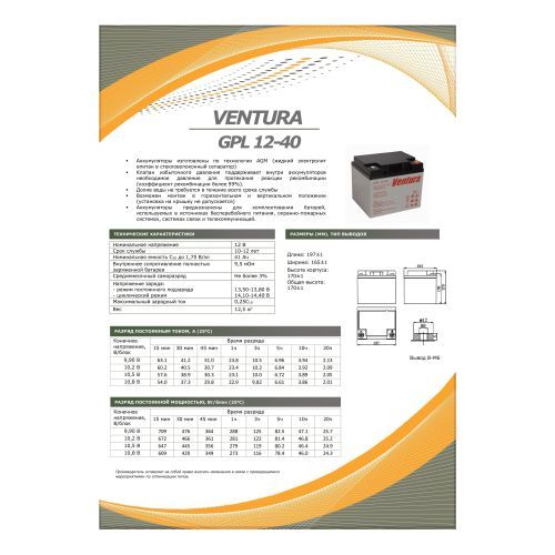 Аккумулятор Ventura GPL 12-40