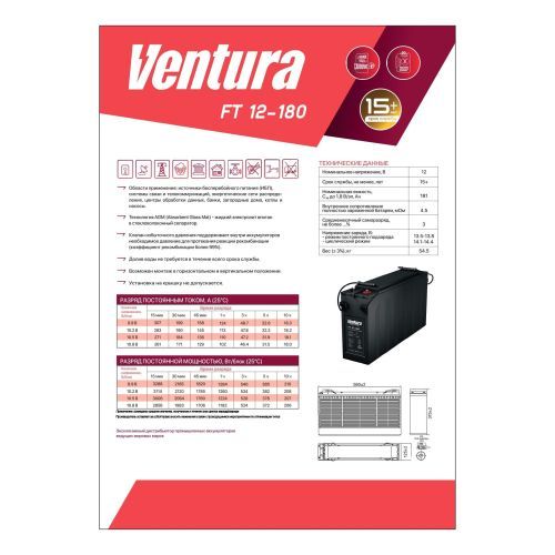 Аккумулятор Ventura FT 12-180