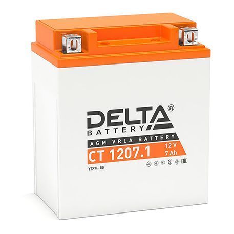Аккумулятор для мототехники DELTA CT 1207.1 12В 7Ач (YTX7L-BS)