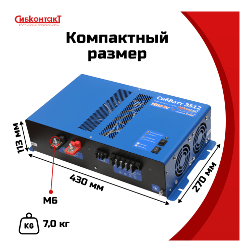 Инвертор СибВатт 3512 3500Вт/12В чистый синус