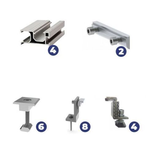 Комплект крепления на 4 панели для наклонной крыши
