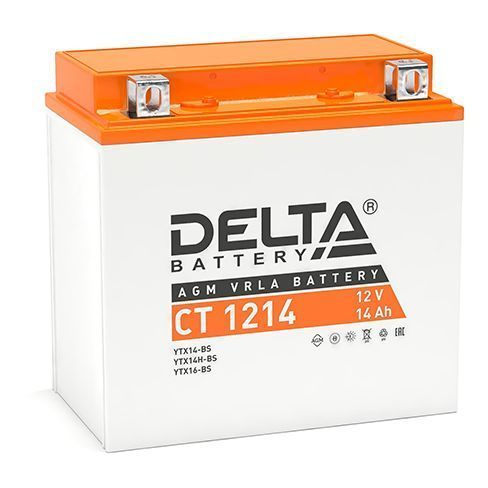 Аккумулятор для мототехники DELTA CT 1214 12В 14Ач (YTX14-BS, YTX14H-BS, YTX16-BS, YB16B-A)