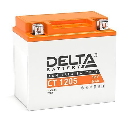 Аккумулятор для мототехники DELTA CT 1205 12В 5Ач (YTX5L-BS, YT5L-BS, YTZ7S)