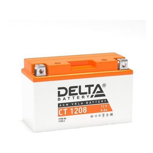 Аккумулятор для мототехники DELTA CT 1208 12В 8Ач (YT7B-BS, YT7B-4, YT9B-BS)