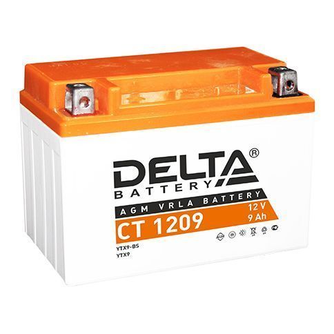 Аккумулятор для мототехники DELTA CT 1209 12В 9Ач (YTX9-BS, YTX9)