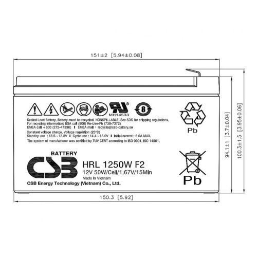 Аккумулятор CSB HRL 1250W FR