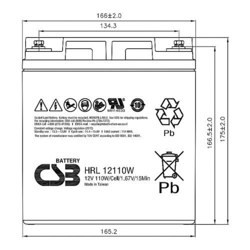 Аккумулятор CSB HRL 12110W FR