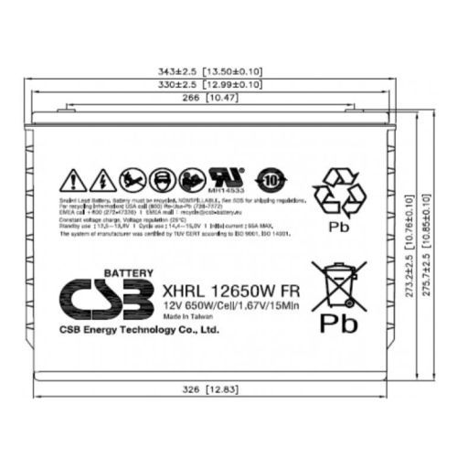 Аккумулятор CSB XHRL 12650W