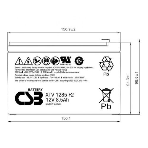 Аккумулятор CSB XTV 1285