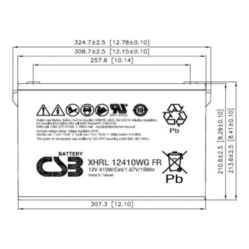 Аккумулятор CSB XHRL 12410WG