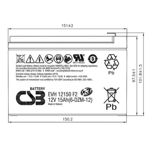 Аккумулятор CSB EVH 12150