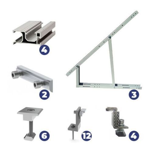 Комплект наклонного крепления на 4 панели, угол 15-30-45-60
