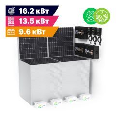 Гибридная солнечная электростанция Экодабл G33 (МАП 3Ф 13.5 кВт, CARBON 9.6 кВт*ч, ФЭМ 16.2 кВт/81 кВт*ч в сутки)