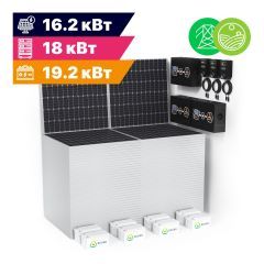 Гибридная солнечная электростанция Экодабл G43 (МАП 3Ф 18 кВт, CARBON 19.2 кВт*ч, ФЭМ 16.2 кВт/81 кВт*ч в сутки)