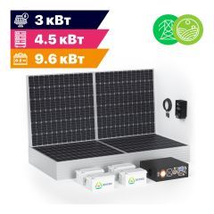 Гибридная солнечная электростанция Экодабл G2 (МАП 1Ф 4.5 кВт, CARBON 9.6 кВт*ч, ФЭМ 3.04 кВт/15.2 кВт*ч в сутки)